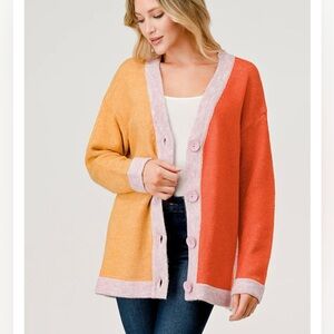 Pixi + ivy color block cardigan sweater size S NWT!